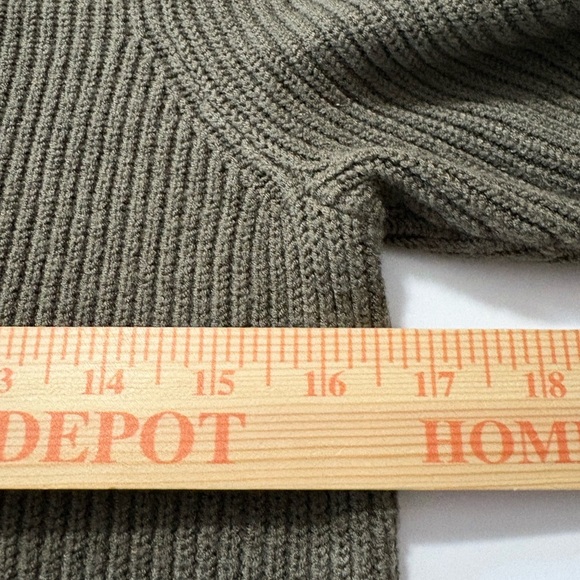 Express Olive Ribbed Knit Short Sleeve Sweater. Very Soft, Puff Sleeve. Stretchy - Picture 7 of 9